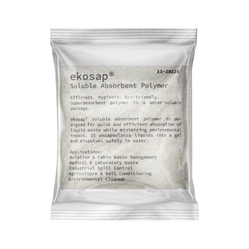 Ekosap Sıvı Emici Torba 50 gram, suda çözünebilen PVA ambalajlı süper emici polimer torba